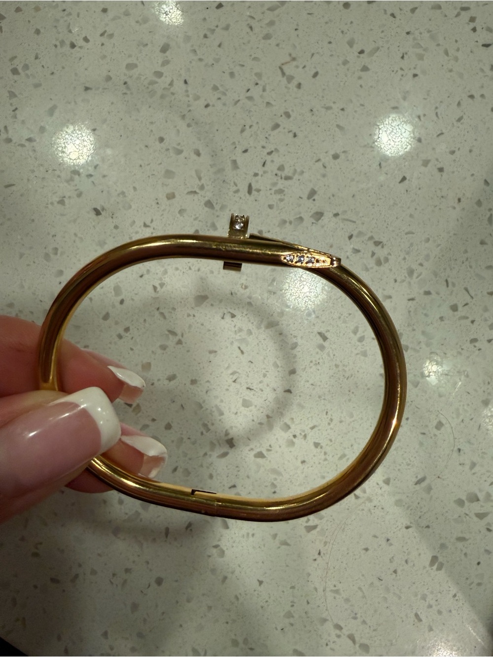Gold-Tone Nail Cuff Bracelet with Crystal Accents - Picture 2 of 4